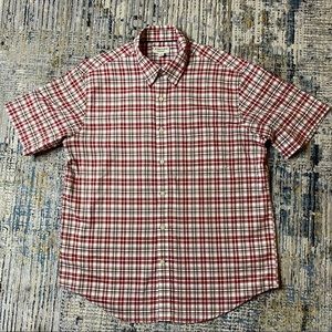 Cotton Blend Red Plaid Iron Free Short Sleeve Men